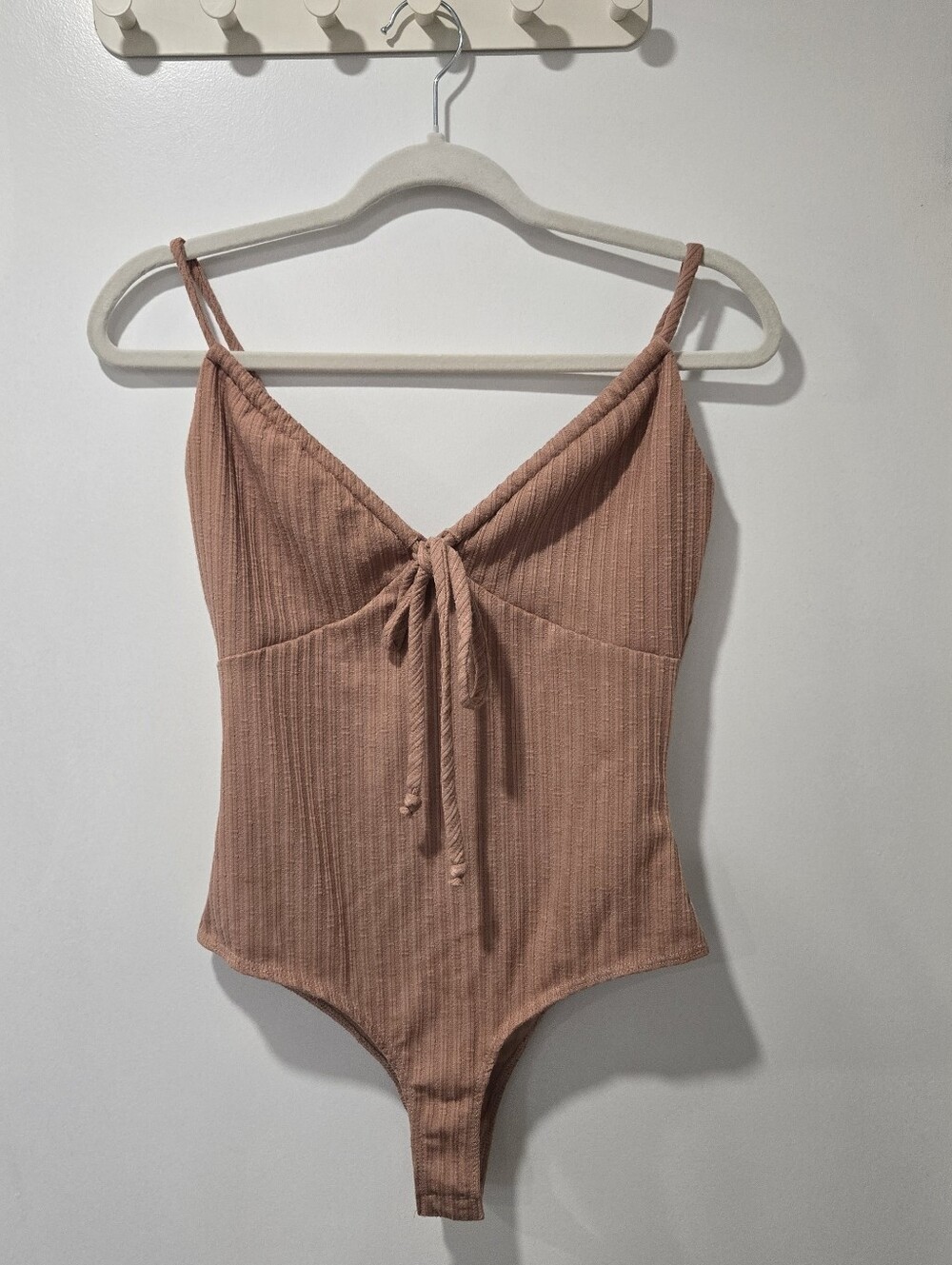 American Eagle Coral Tie Front Bodysuit